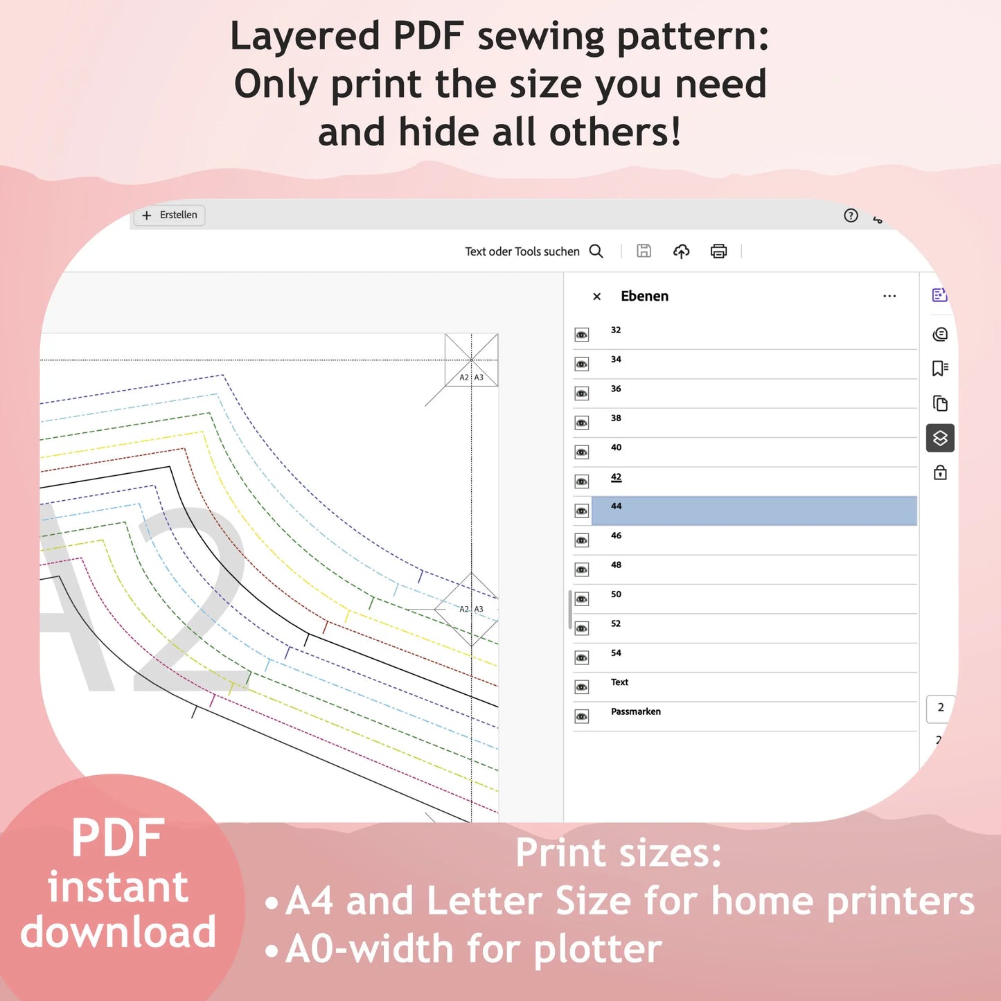 PDF Sewing Pattern Batwing Top (EU 32-54 / US 2-24 / UK 6-28)