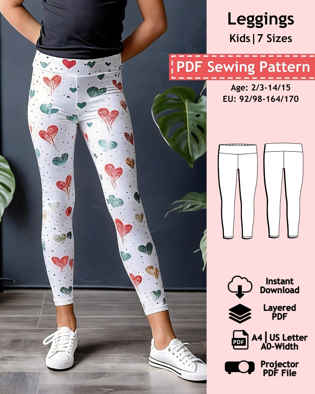 PDF Sewing Pattern Kids Leggins