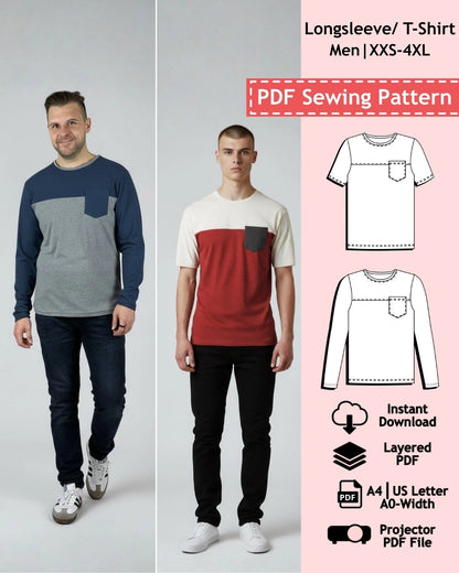 PDF Sewing Pattern (Long Sleeved) T-Shirt