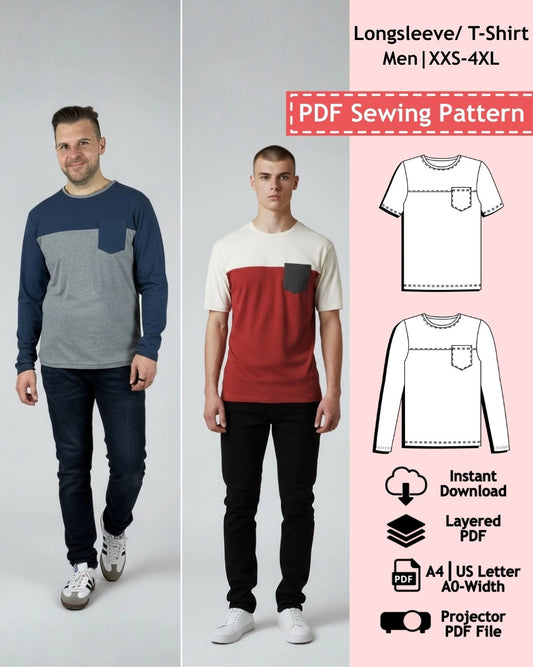 PDF Sewing Pattern (Long Sleeved) T-Shirt