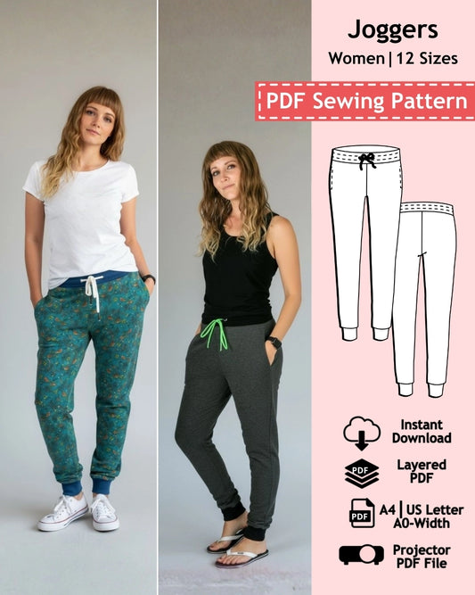 PDF Sewing pattern womens joggers