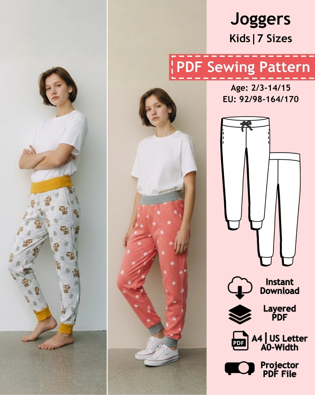 PDF Sewing Pattern Joggers - Kids