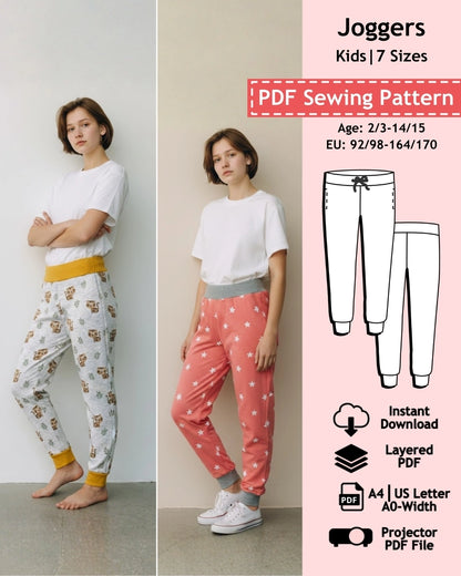 PDF Sewing Pattern Joggers - Kids