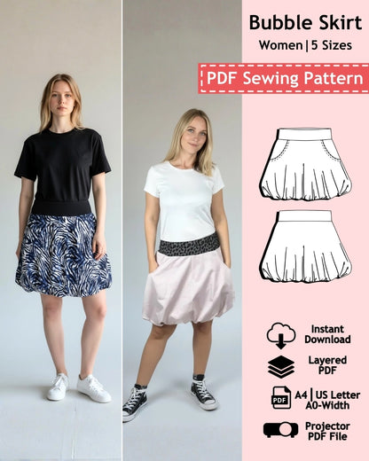 PDF Sewing Pattern Bubble Skirt (EU 34-42 / US 4-12 / UK 8-16)