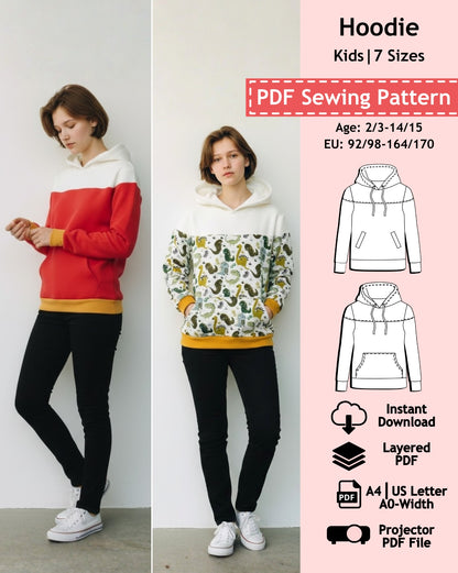 PDF Sewing Pattern Hoodie - Kids