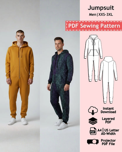 PDF Sewing Pattern Jumpsuit - Men