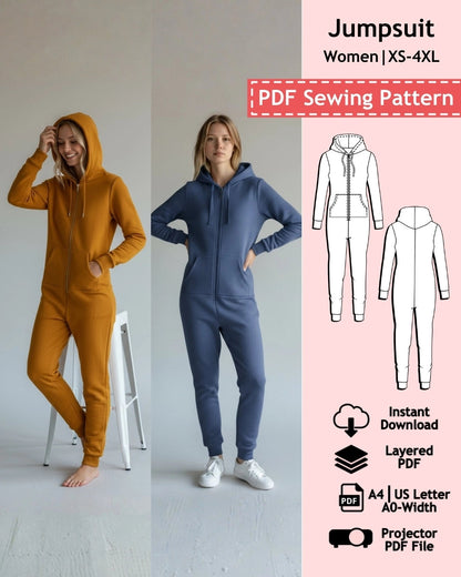 PDF Sewing Pattern Fitted Jumpsuit (XS-4XL)