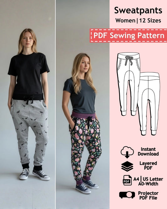 PDF Sewing Pattern Sweatpants - Women