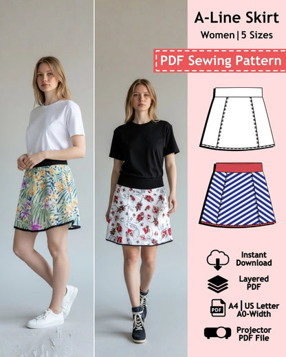 PDF Sewing Pattern Short Skirt (EU 34-42 / US 4-12 / UK 8-16)